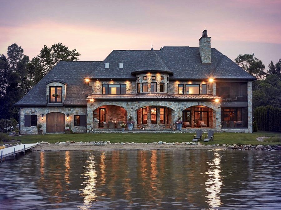 French Country Lake Custom Home Design